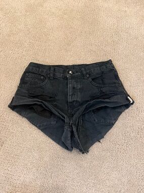 One Teaspoon Black Distressed Denim Cutoff Shorts
